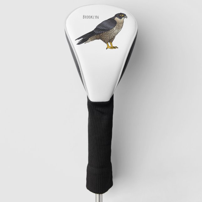 Peregrine falcon bird Cartoon Illustration Golf Headcover (Vorderseite)