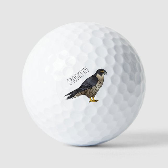 Peregrine falcon bird Cartoon Illustration Golfball (Vorderseite)