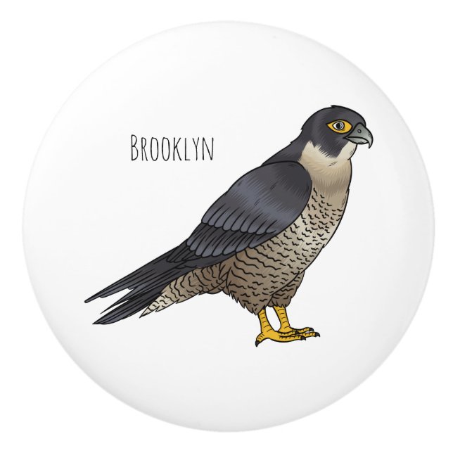 Peregrine falcon bird Cartoon Illustration Keramikknauf (Vorderseite)