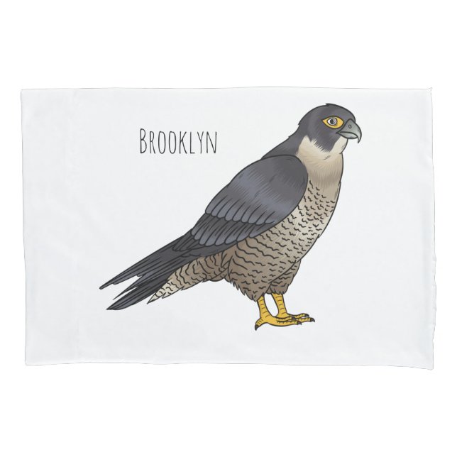 Peregrine falcon bird Cartoon Illustration Kissenbezug (Vorderseite)