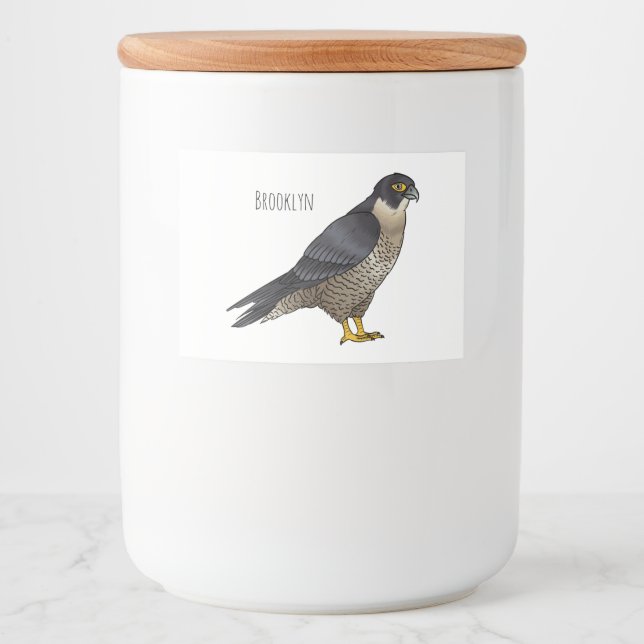 Peregrine falcon bird Cartoon Illustration Lebensmitteletikett (Vorderseite)