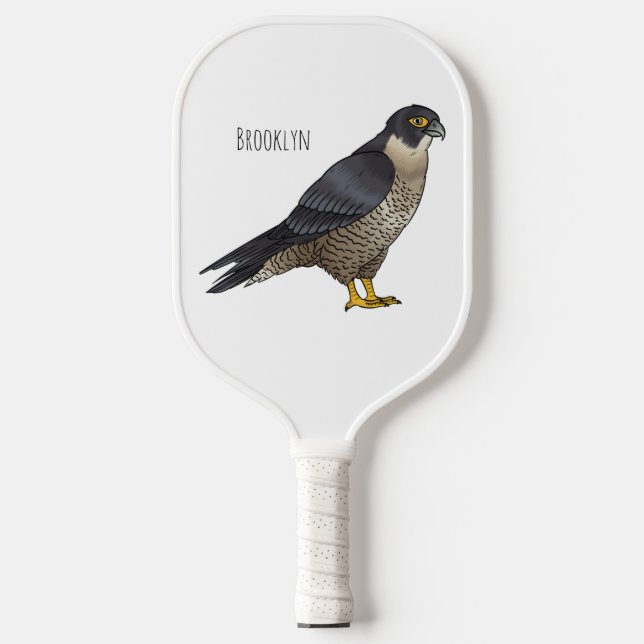 Peregrine falcon bird Cartoon Illustration Pickleball Schläger (Vorderseite)