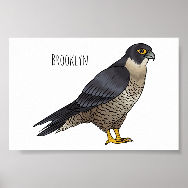 Peregrine falcon bird Cartoon Illustration Poster (Vorne)