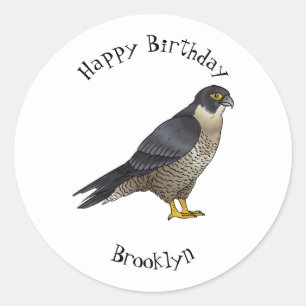Peregrine falcon bird Cartoon Illustration Runder Aufkleber