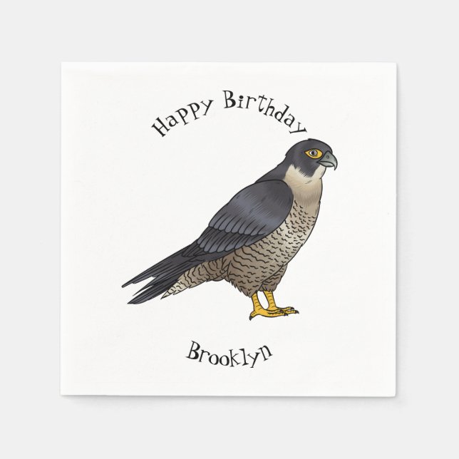 Peregrine falcon bird Cartoon Illustration Serviette (Vorderseite)