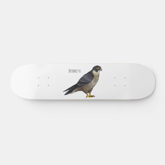 Peregrine falcon bird Cartoon Illustration  Skateboard (Horizontal)