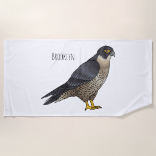 Peregrine falcon bird Cartoon Illustration Strandtuch