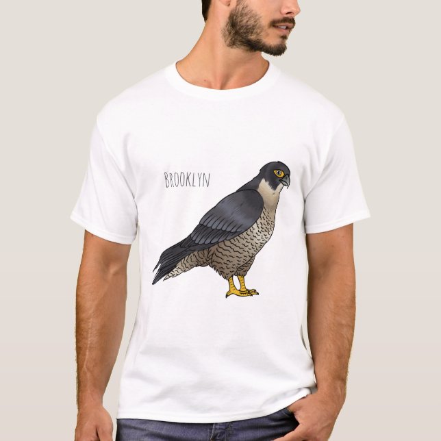 Peregrine falcon bird Cartoon Illustration T-Shirt (Vorderseite)