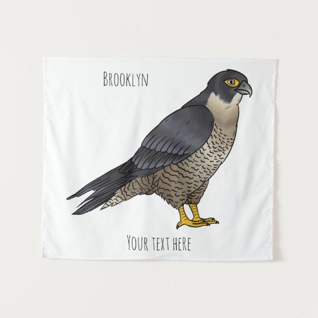 Peregrine falcon bird Cartoon Illustration Wandteppich (Vorderseite (Horizontal))
