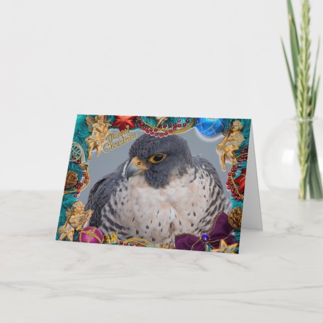 Peregrine Falcon Christmas Card Karte (Vorderseite)