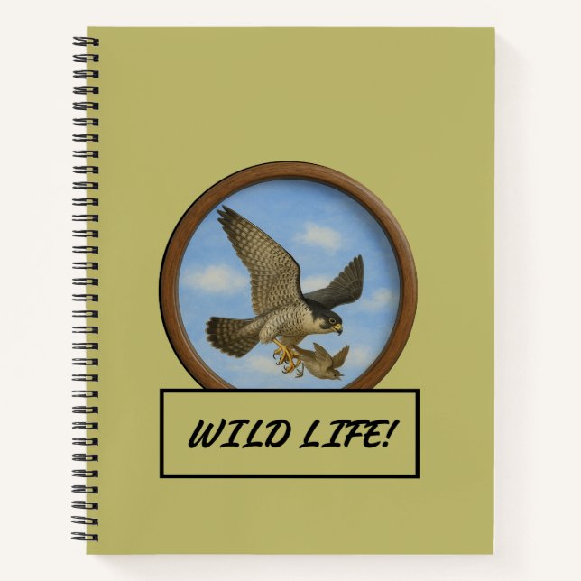 Peregrine Falcon Dark Khaki Spiri Notebook Notizbuch (Vorderseite)