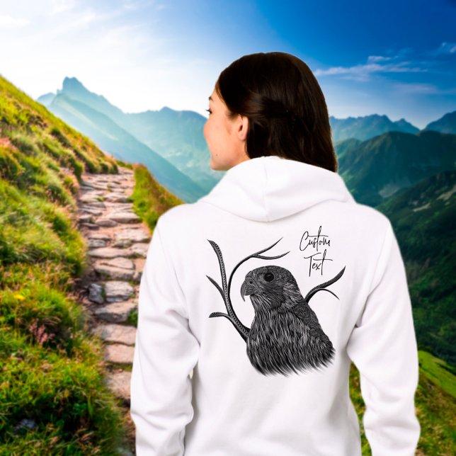 Peregrine Falcon in Baumzweigen mit Handschrift Hoodie (Von Creator hochgeladen)