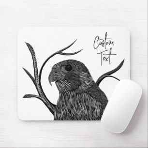 Peregrine Falcon in Baumzweigen mit Handschrift Mousepad