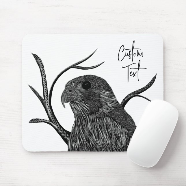 Peregrine Falcon in Baumzweigen mit Handschrift Mousepad (Mit Mouse)