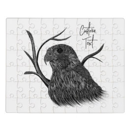 Peregrine Falcon in Baumzweigen mit Handschrift Puzzle