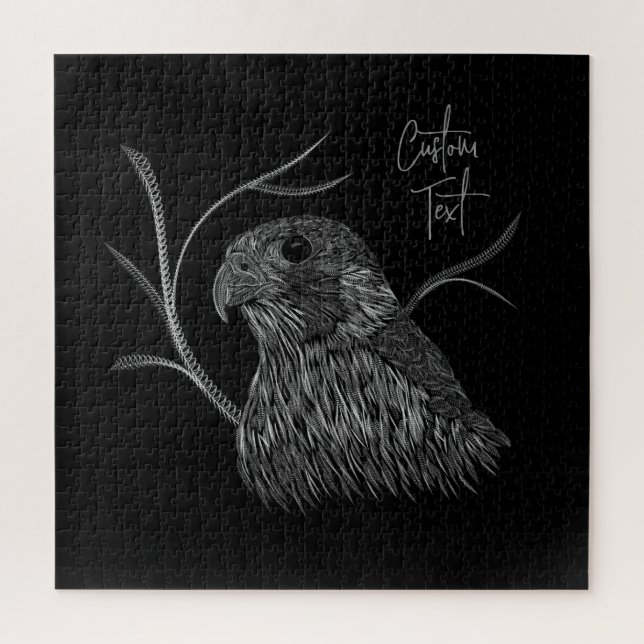 Peregrine Falcon in Baumzweigen mit Handschrift Puzzle (Vertikal)