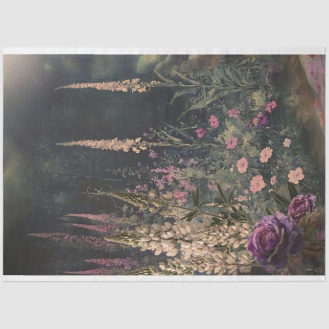 Perennials Garden Szene, Dunkelgrün & farbig Seidenpapier (Vorderseite)