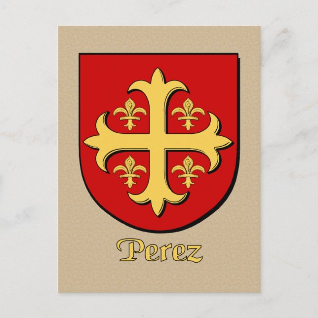 Perez Familie Heraldic Shield Postkarte (Vorderseite)