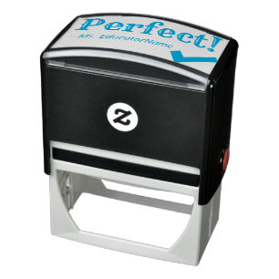 "Perfect!" + Briefmarke des Schullehrers "Rubber" Permastempel