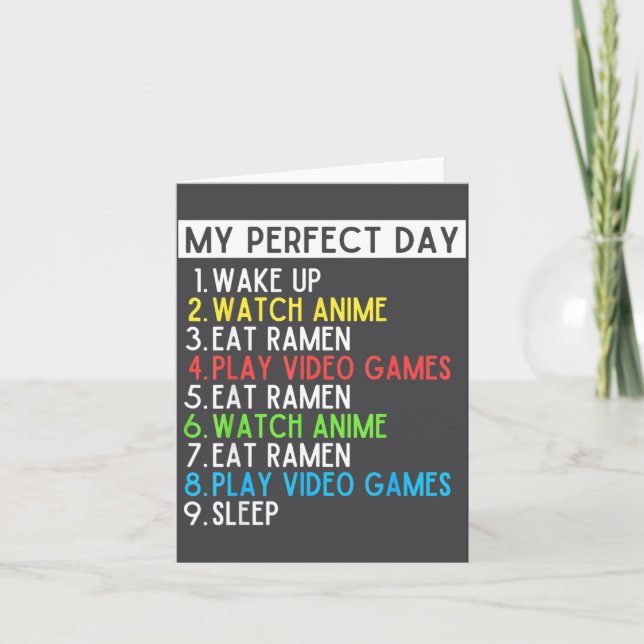 Perfect Day Anime Gaming Ramen Lover Funny Eat Sle Karte (Vorderseite)
