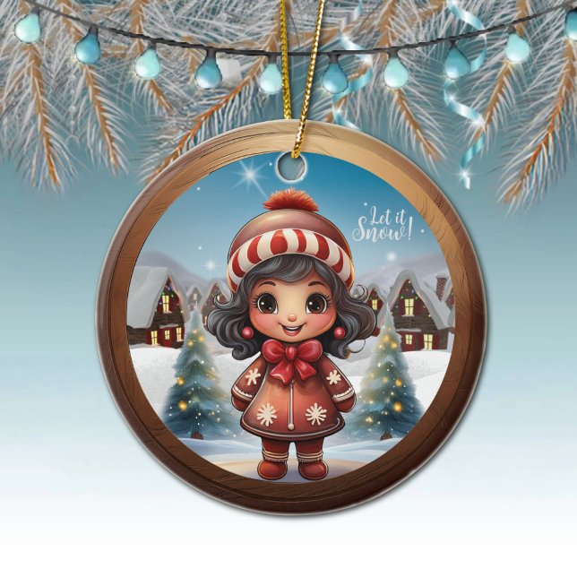 Perfect Gingerbread Girl Present for Her Unique 🎄 Keramik Ornament (Perfect Gingerbread Girl Present for Her, Unique Girly Ceramic Ornament, Cute Female Decor Gift 🎄)