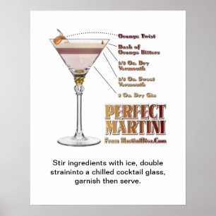 Perfect Martini Cocktail Rezept Art 16" x 20" Poster