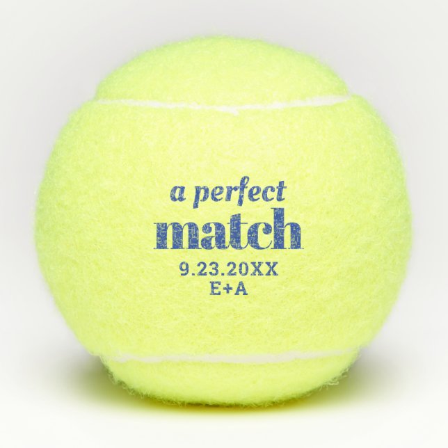 Perfect Match Blue Brautparty Wedding Tennisbälle (Vorderseite)