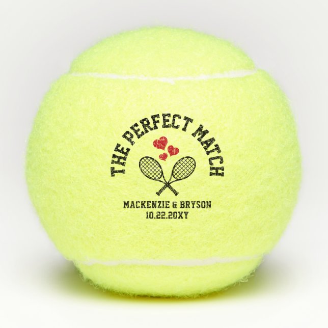 Perfect Match Brautparty Bachelorette Favor Tennisbälle (Vorderseite)