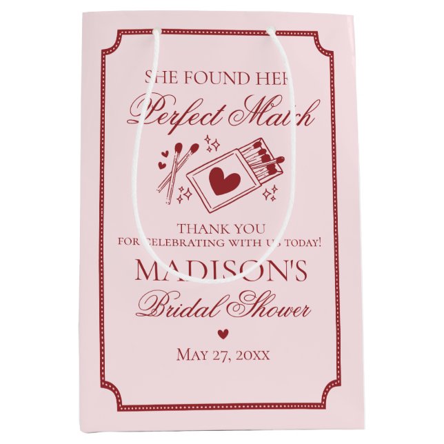 Perfect Match Bridal Shower Bachelorette Favor Mittlere Geschenktüte (Vorderseite)