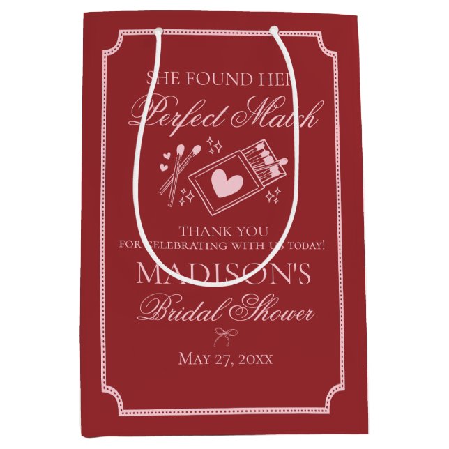 Perfect Match Bridal Shower Bachelorette Favor Mittlere Geschenktüte (Vorderseite)
