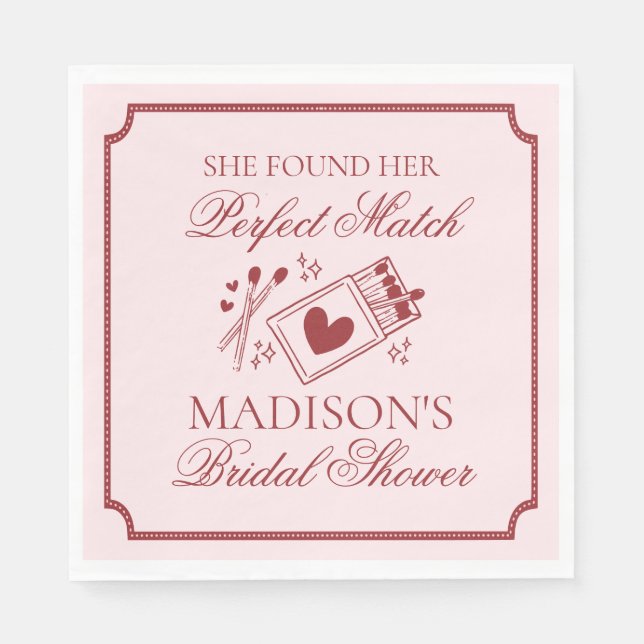 Perfect Match Bridal Shower Bachelorette Party Serviette (Vorderseite)
