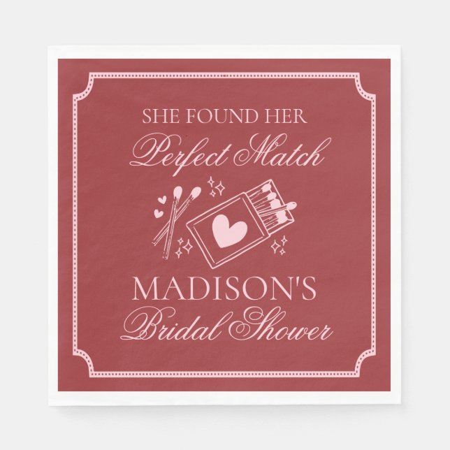 Perfect Match Bridal Shower Bachelorette Party Serviette (Vorderseite)