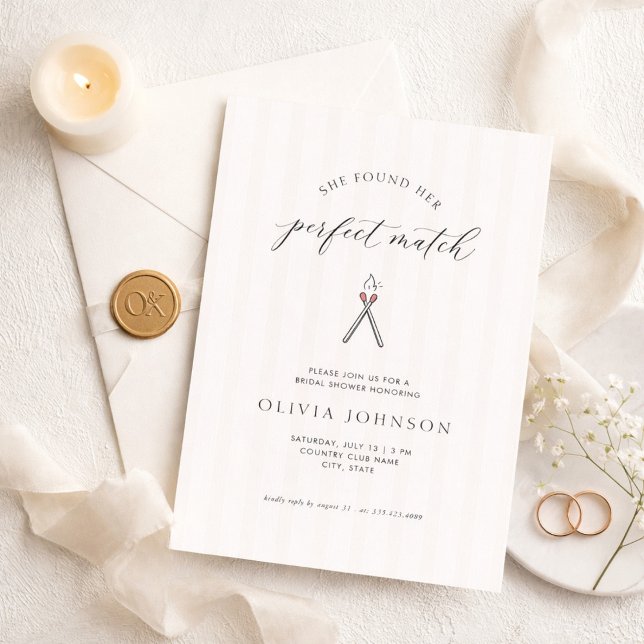 Perfect Match Elegant Modern Stripe Bridal Shower Einladung (Von Creator hochgeladen)