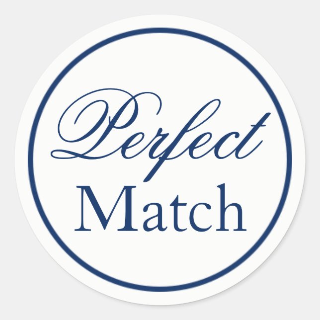 "Perfect Match" Gastgeschenk Hochzeit Sticker - Ma (Vorderseite)