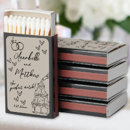 Perfect Match Hand Drawn Wedding Matchbox Favorite