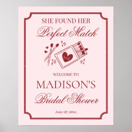 Perfect Match Made in Heaven Bridal Shower Welcome Poster