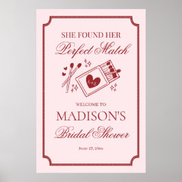 Perfect Match Made in Heaven Bridal Shower Welcome Poster