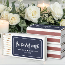 Perfect Match Navy Blue Wedding Matchbox Favors