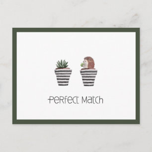 Perfect Match   Niedliche Liebe von Igel und Kaktu Postkarte