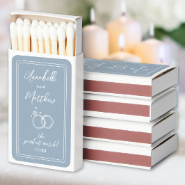 Perfect Match Simple Sketch Blue Wedding Matchbox
