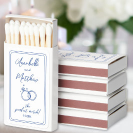 Perfect Match Simple Sketch Blue Wedding Matchbox