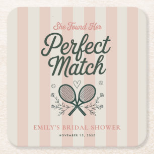 Perfect Match Social Club Tennis Junggesellinnenab Rechteckiger Pappuntersetzer