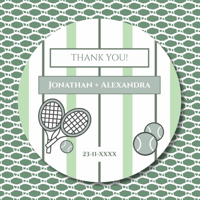 Perfect Match Tennis Couple Shower Thank You Runder Aufkleber (Von Creator hochgeladen)