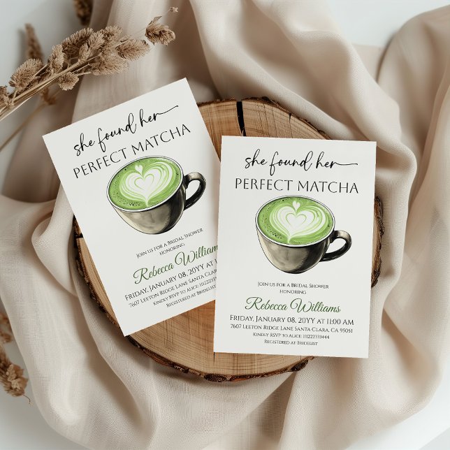 Perfect Matcha Sage Green Coffee Bridal Shower Einladung (Von Creator hochgeladen)