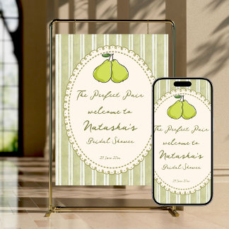 Perfect pair pear bridal shower welcome sign poster