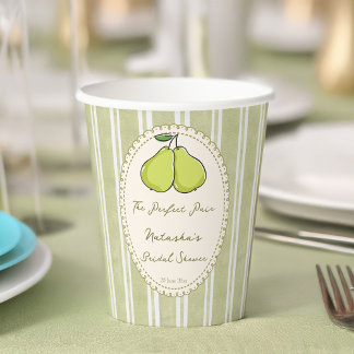 Perfect pair sage green stripe pear bridal shower pappbecher