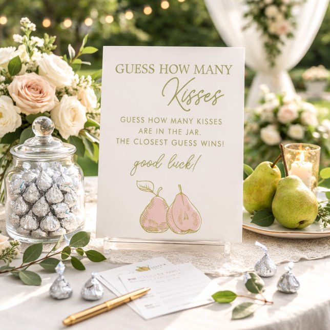 Perfect Pear Bridal Shower Guess How Many Kisses Sockelschild (Von Creator hochgeladen)