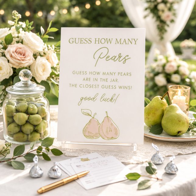 Perfect Pear Bridal Shower Guess How Many Pears Sockelschild (Von Creator hochgeladen)