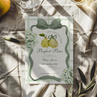 Perfect Pear Pair Sage Green Bridal Shower Einladung