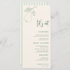 Perfect Pear Pair Theme Lasst uns Script Wedding e Menükarte